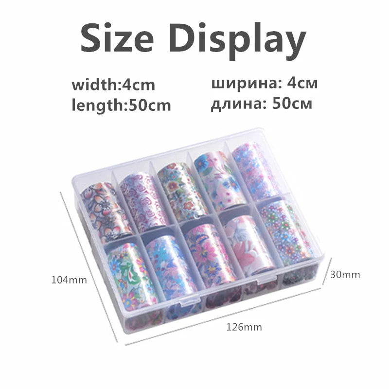 1 Box Multiflora Rose Nail Foils for Transfer Paper Flowers Stickers Sliders Nails Wraps DIY Floral Rosa Nail Art Decorations