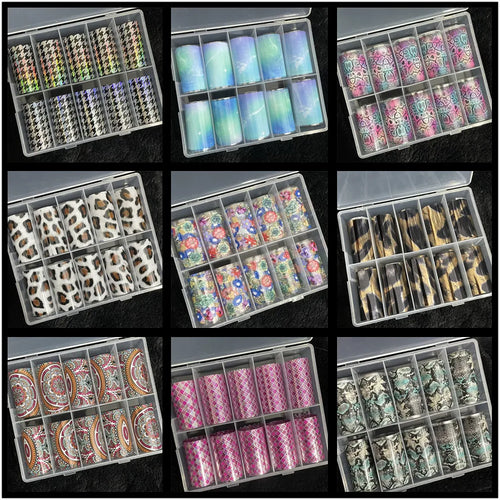 1 Box Multiflora Rose Nail Foils for Transfer Paper Flowers Stickers Sliders Nails Wraps DIY Floral Rosa Nail Art Decorations
