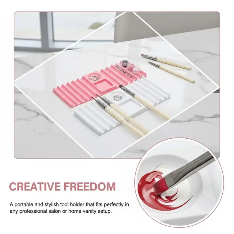 Elegant Nail Art Brush Organizer - Quick Color Mixing & Tool Storage Solution for Professional Salons And Home Use, ideal for supporting and sorting nail tips.