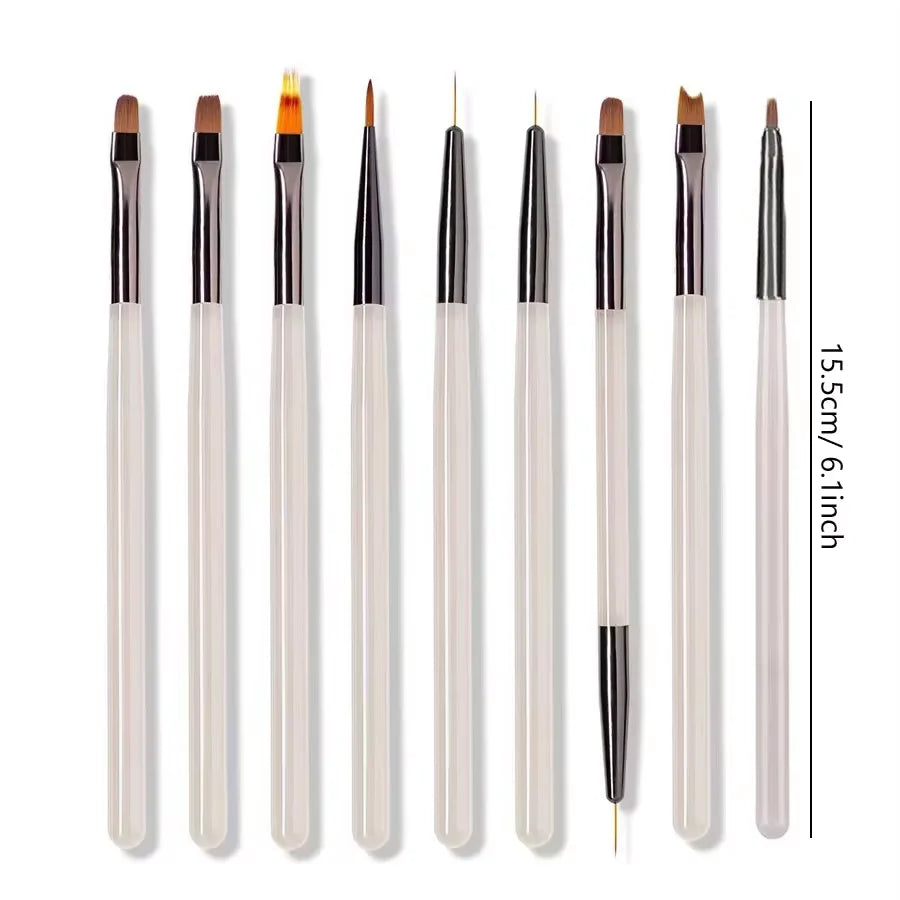 9-Piece Nail Art Design Gel Brush Set