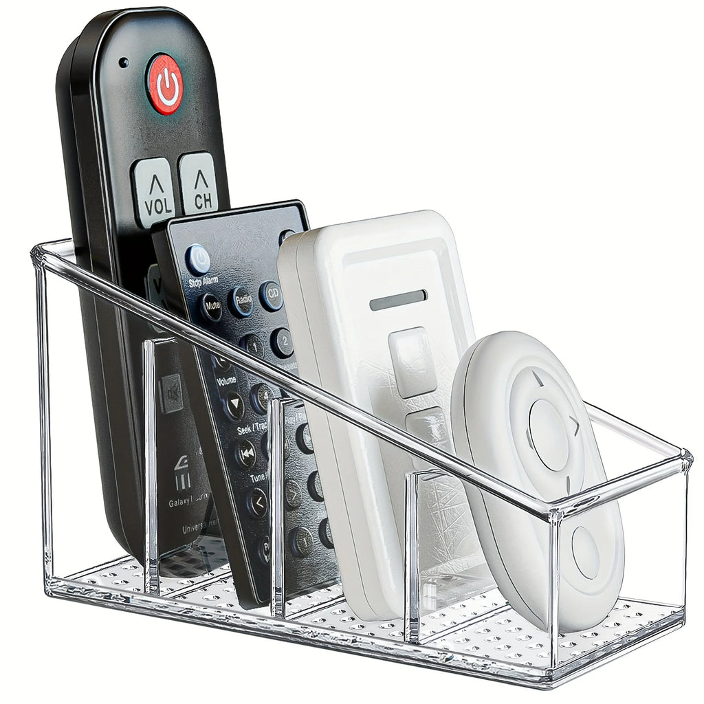 Clear Plastic  Holder and Desk Organizer with 4 Compartments for Home and Office Use