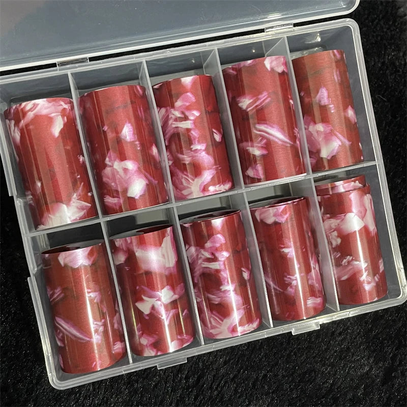 1 Box Multiflora Rose Nail Foils for Transfer Paper Flowers Stickers Sliders Nails Wraps DIY Floral Rosa Nail Art Decorations