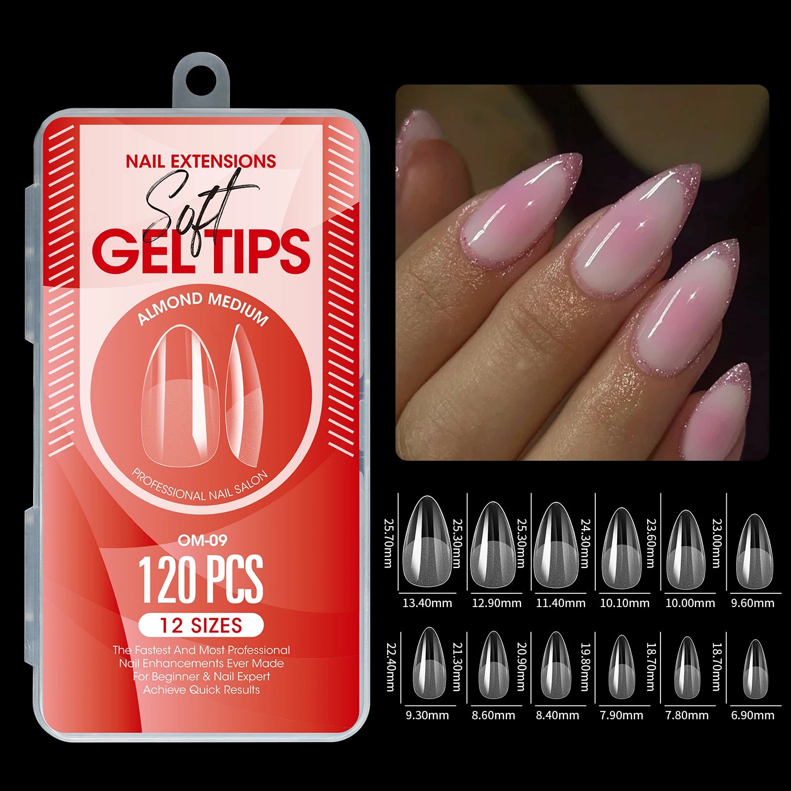 120Pcs Short Almond Soft Gel Nail Tips Pre Etched Half Matte Clear Full Cover False Acrylic Nail Extensions DIY Salon Manicure