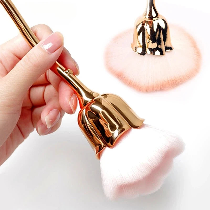 Flower Nail Brush for Manicure  Rose Shape Nail Art Brushes Round Small UV Gel Polish Powder Cleaning Tools Nail Accesories