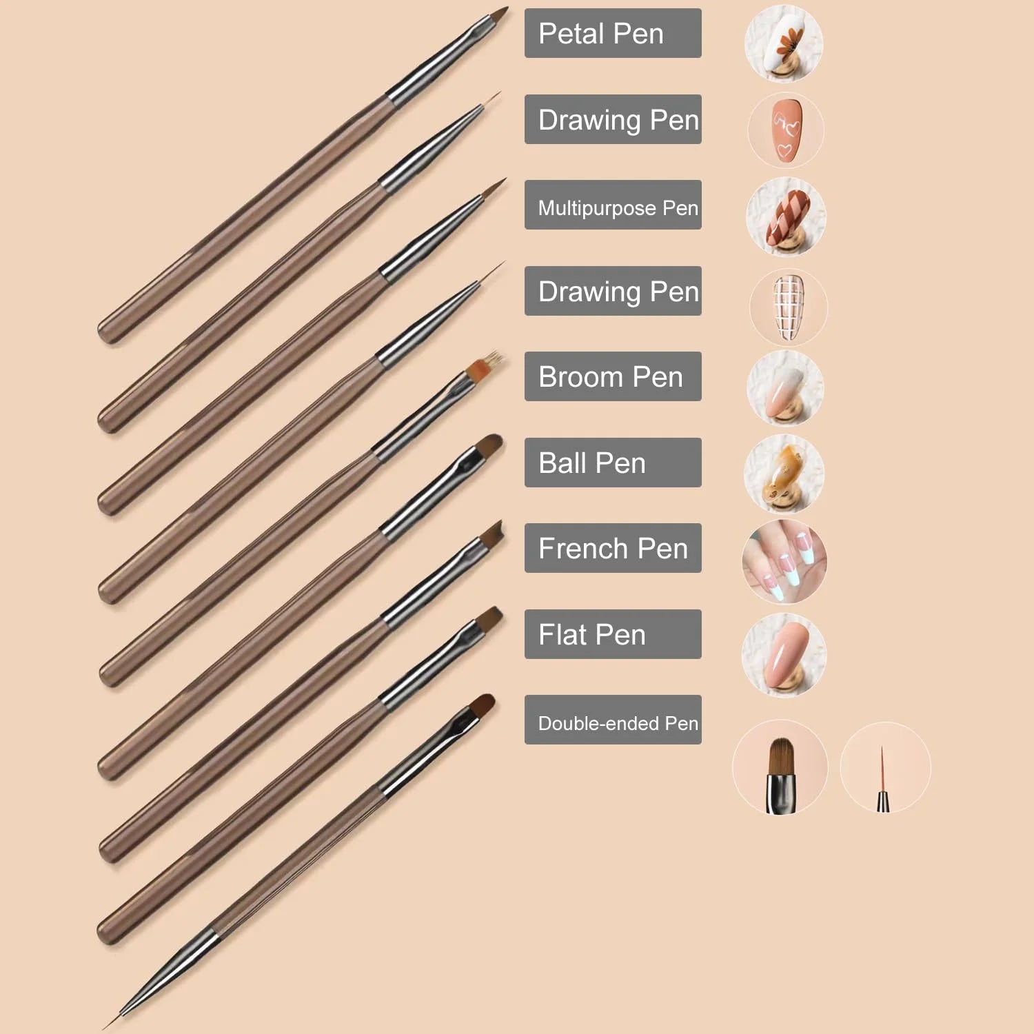 9-Piece Nail Art Design Gel Brush Set