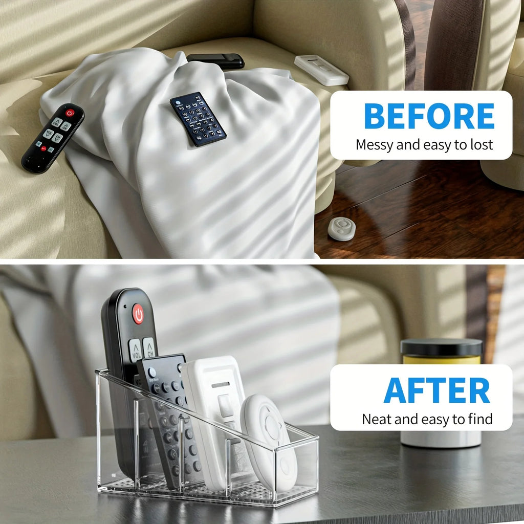Clear Plastic  Holder and Desk Organizer with 4 Compartments for Home and Office Use