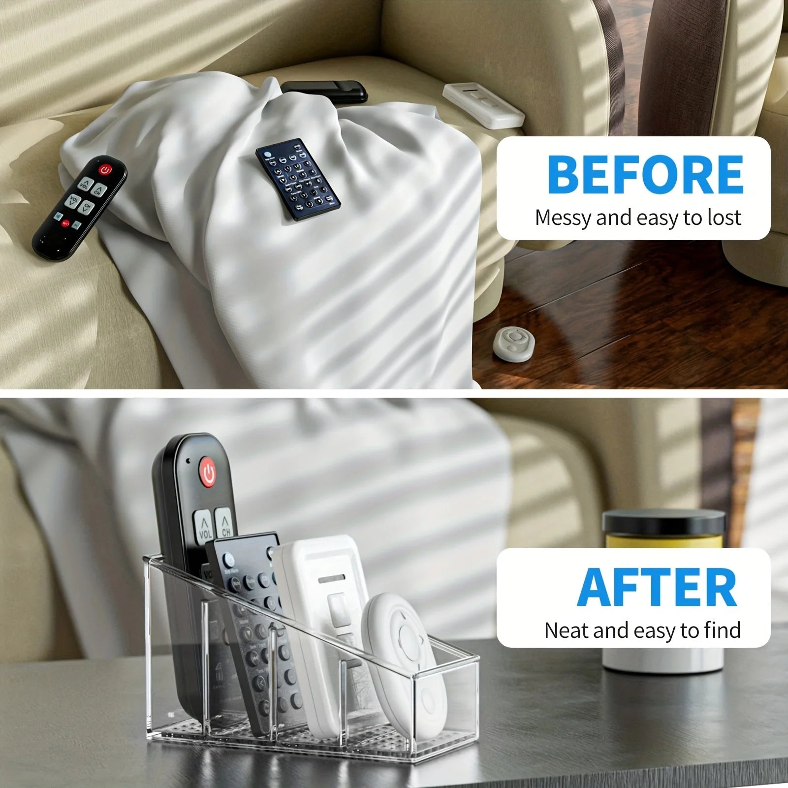 Clear Plastic  Holder and Desk Organizer with 4 Compartments for Home and Office Use