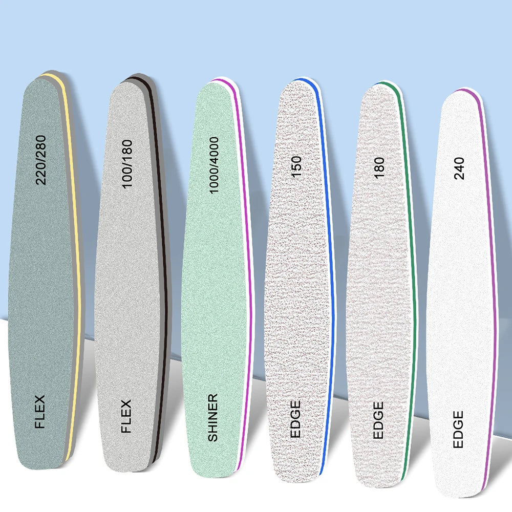6Pcs Professional Nail File Buffer 100/180 , 220/280, Grit Nail File 240.
.
