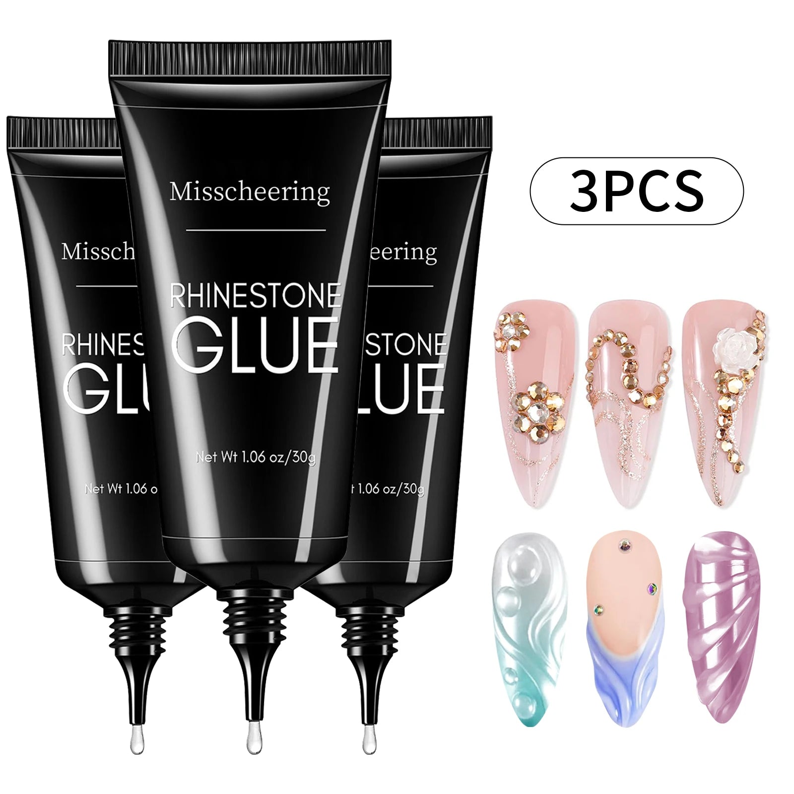30g Nail Rhinestone Glue for Nails Super Strong Gel Nail Glue for Nail Charm 3D Nails Bling Gel Decoration Gem Nail Art Diamonds