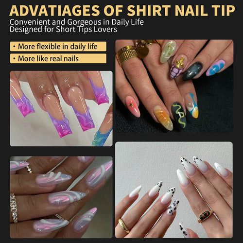 140pcs Almond Square Seamless Transparent False Nail Stickers Full Cover Nail Press Stickers Nail Acrylic Nail Salon Extension