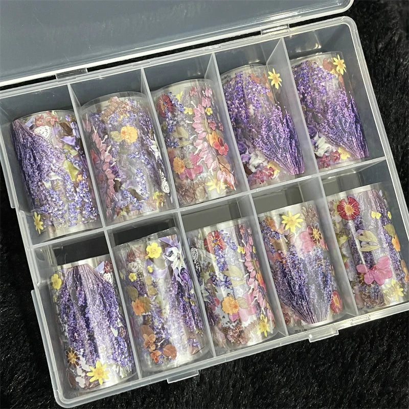 1 Box Multiflora Rose Nail Foils for Transfer Paper Flowers Stickers Sliders Nails Wraps DIY Floral Rosa Nail Art Decorations