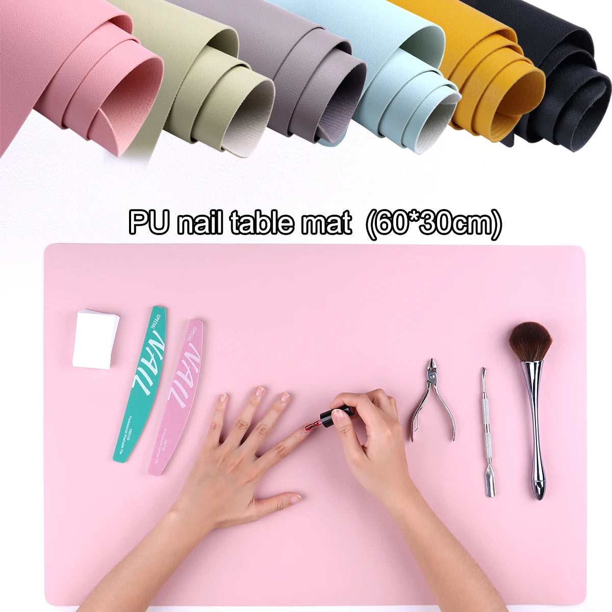 Nail salon table mats, washable and foldable nail care handrail mats, soft microfiber leather nail mats, nail salon tools