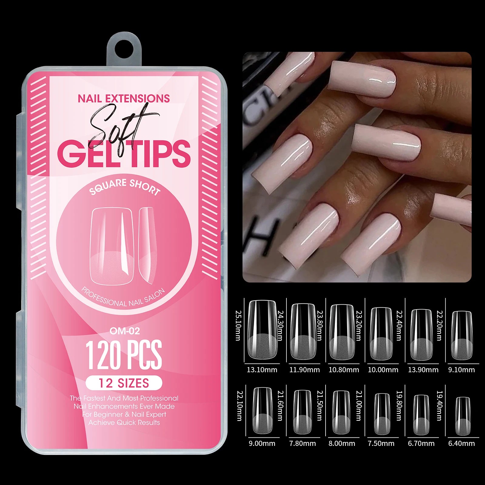120Pcs Short Almond Soft Gel Nail Tips Pre Etched Half Matte Clear Full Cover False Acrylic Nail Extensions DIY Salon Manicure
