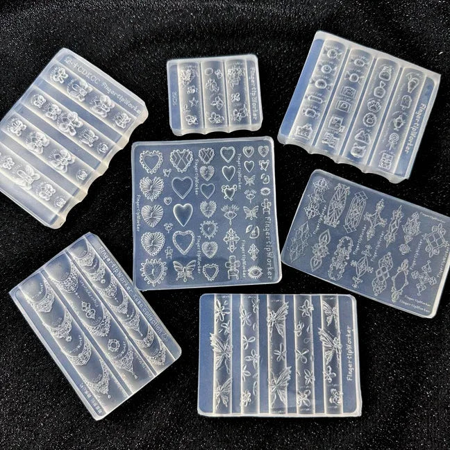 Baroque Heart French Necklace Butterfly Flower 3D Acrylic Nail Mold DIY Nail Art Decoration Transparent Manicure Template