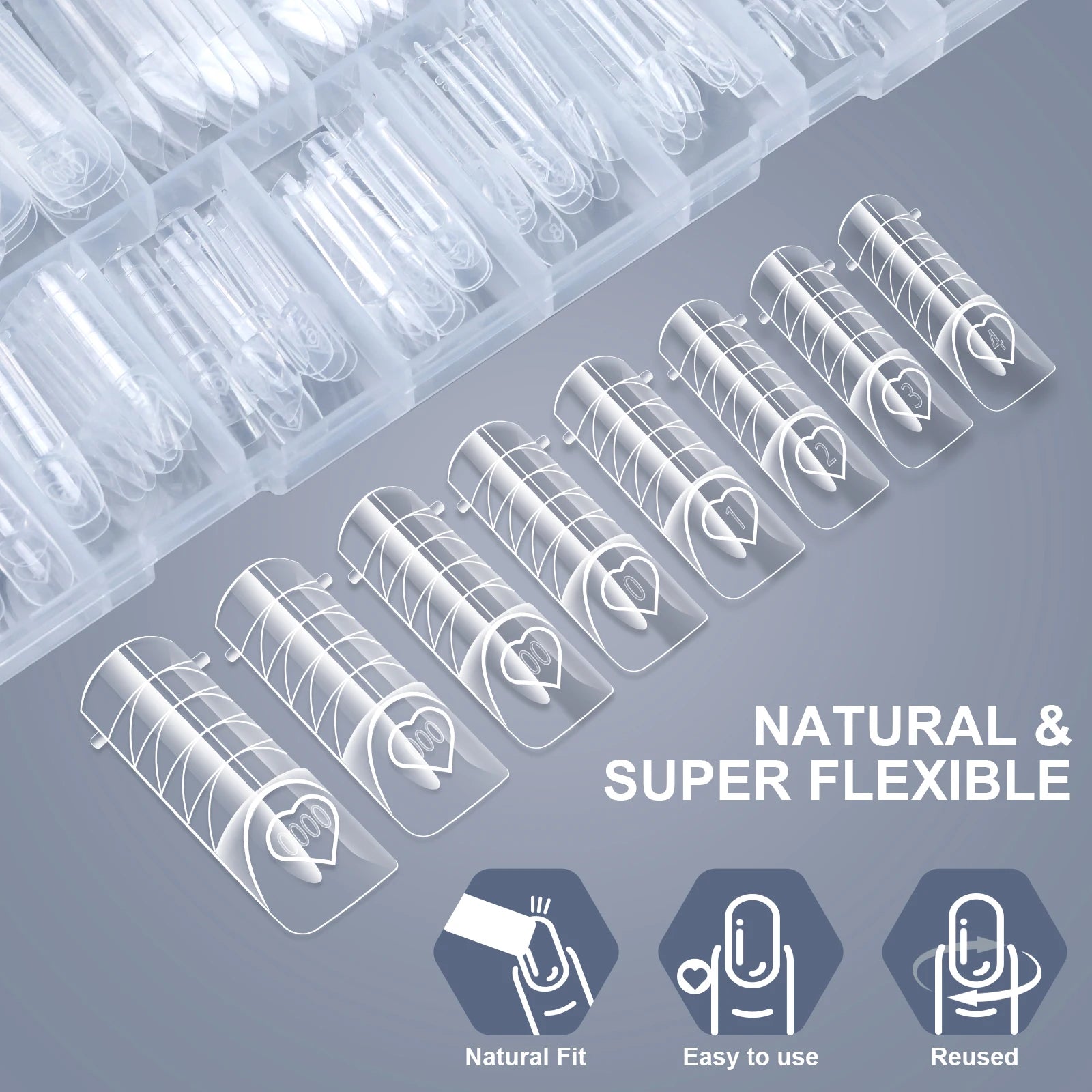 150PCS/Box French Nail Dual Forms Reusable Ultra-Thin Gel X Extension Molds Easy Pop-off Manicure Nail Tips for Salon Home DIY