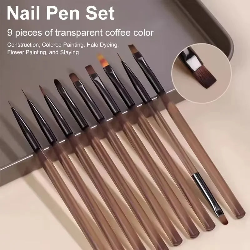 9-Piece Nail Art Design Gel Brush Set