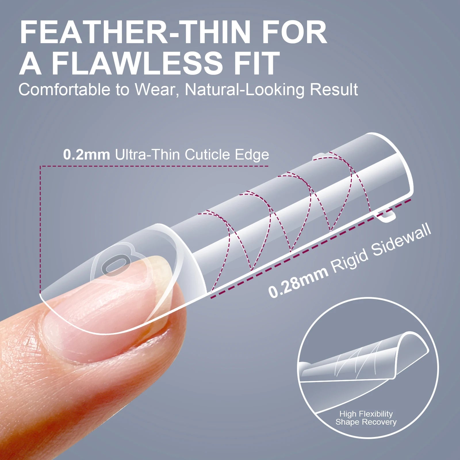 150PCS/Box French Nail Dual Forms Reusable Ultra-Thin Gel X Extension Molds Easy Pop-off Manicure Nail Tips for Salon Home DIY
