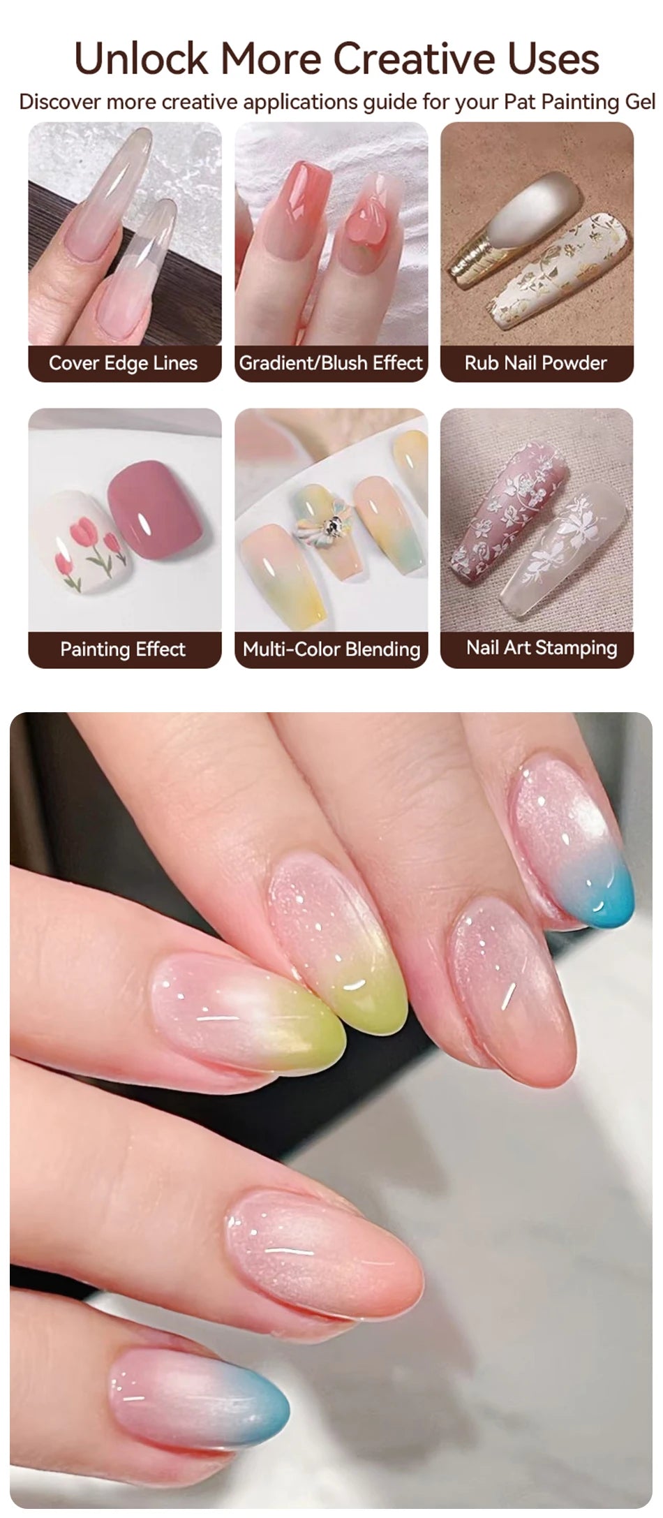 Gradient Painting Gel Nail Art Gradient Color DIY Design Gel  Used For Gradient Nail Stamping Pattern