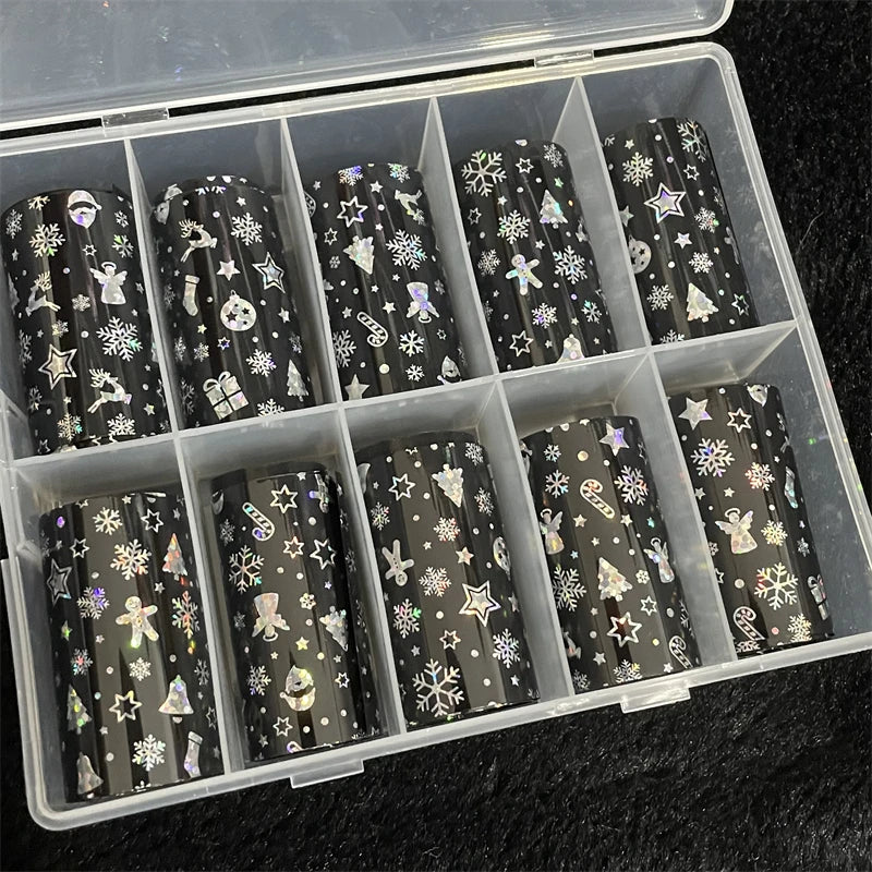 1 Box Multiflora Rose Nail Foils for Transfer Paper Flowers Stickers Sliders Nails Wraps DIY Floral Rosa Nail Art Decorations
