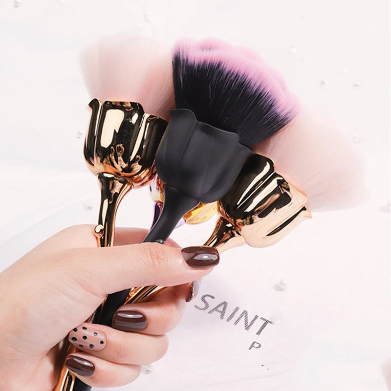 Flower Nail Brush for Manicure  Rose Shape Nail Art Brushes Round Small UV Gel Polish Powder Cleaning Tools Nail Accesories