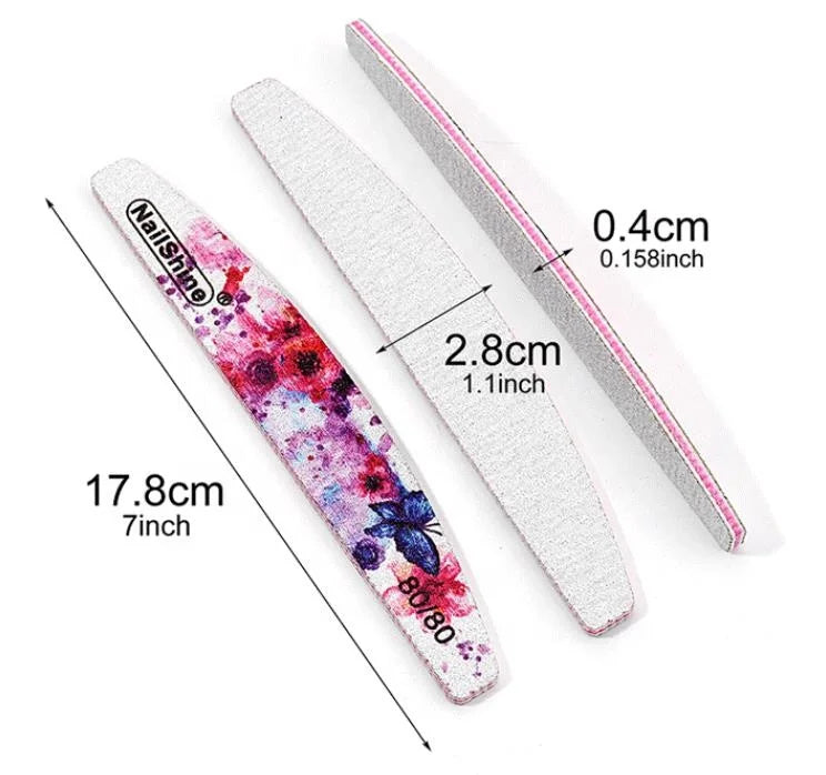 10 Pcs Nail File, Emery Board Nail Files for Acrylic Nails and Natural Nails, Double Sided Fingernail File Gel Nail Reusable