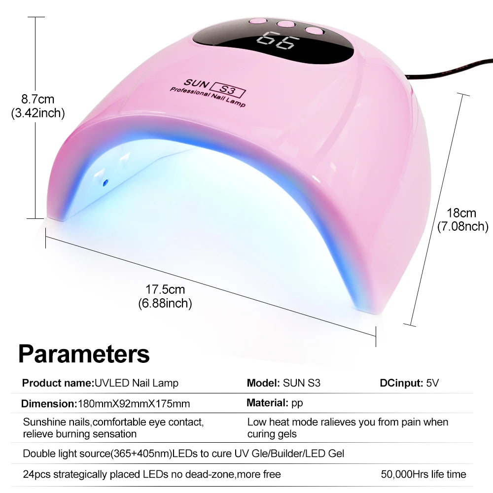 24/6 LED UV Lamp for Nails Gel Polish Drying With LED Display And Motion Sensing Manicure Lamp Dryer Home Use Tool