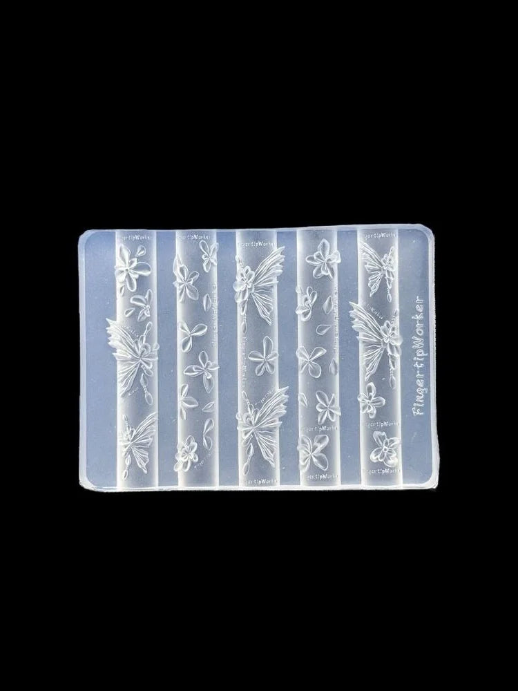 Baroque Heart French Necklace Butterfly Flower 3D Acrylic Nail Mold DIY Nail Art Decoration Transparent Manicure Template