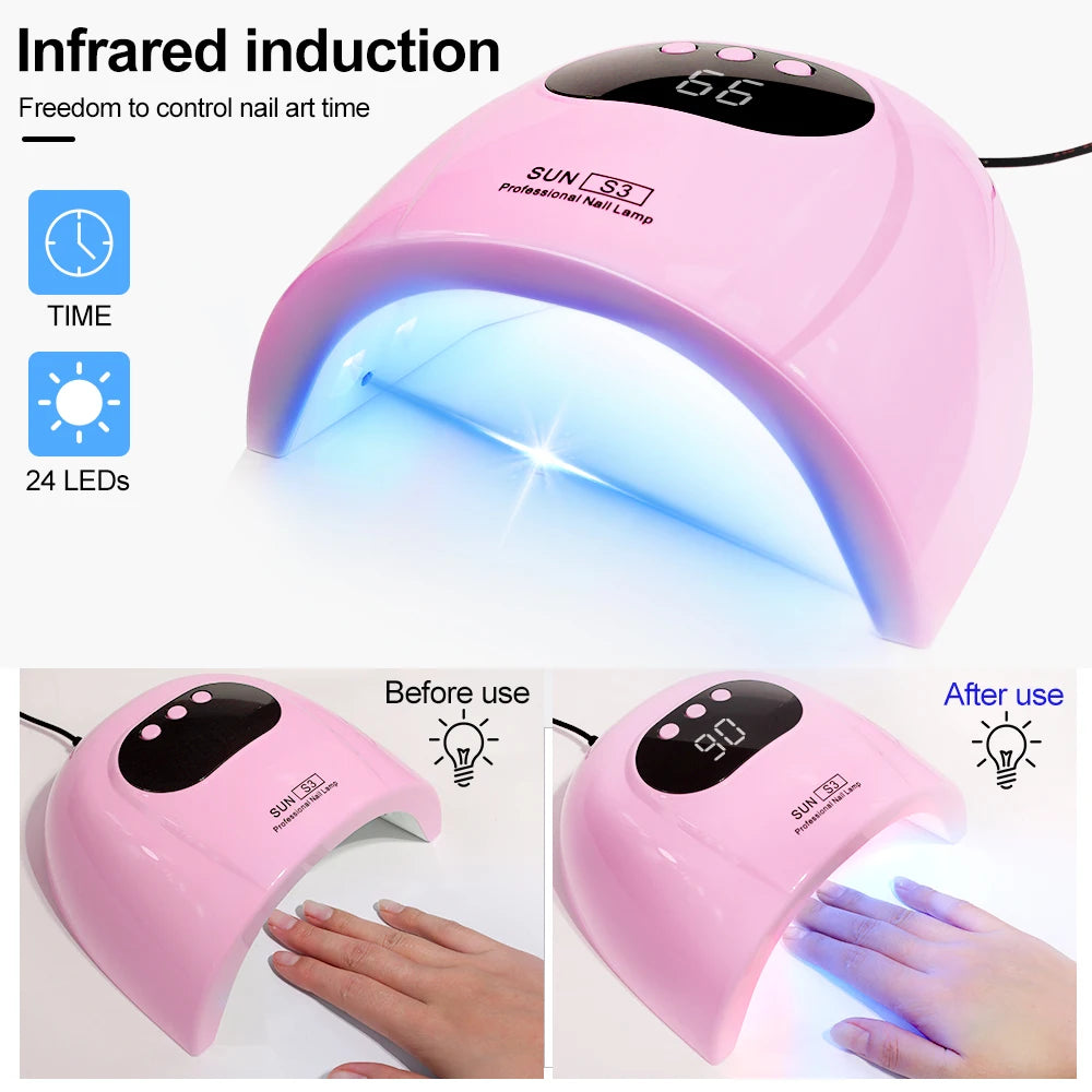 24/6 LED UV Lamp for Nails Gel Polish Drying With LED Display And Motion Sensing Manicure Lamp Dryer Home Use Tool