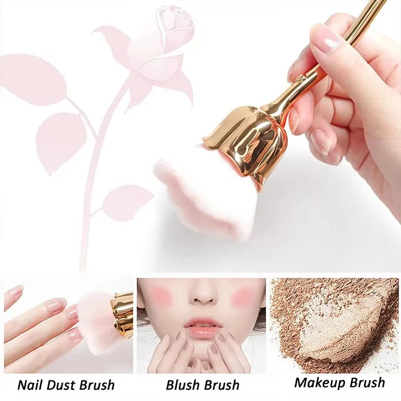 Flower Nail Brush for Manicure  Rose Shape Nail Art Brushes Round Small UV Gel Polish Powder Cleaning Tools Nail Accesories