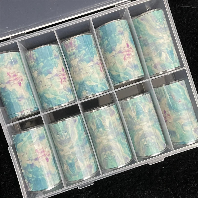 1 Box Multiflora Rose Nail Foils for Transfer Paper Flowers Stickers Sliders Nails Wraps DIY Floral Rosa Nail Art Decorations