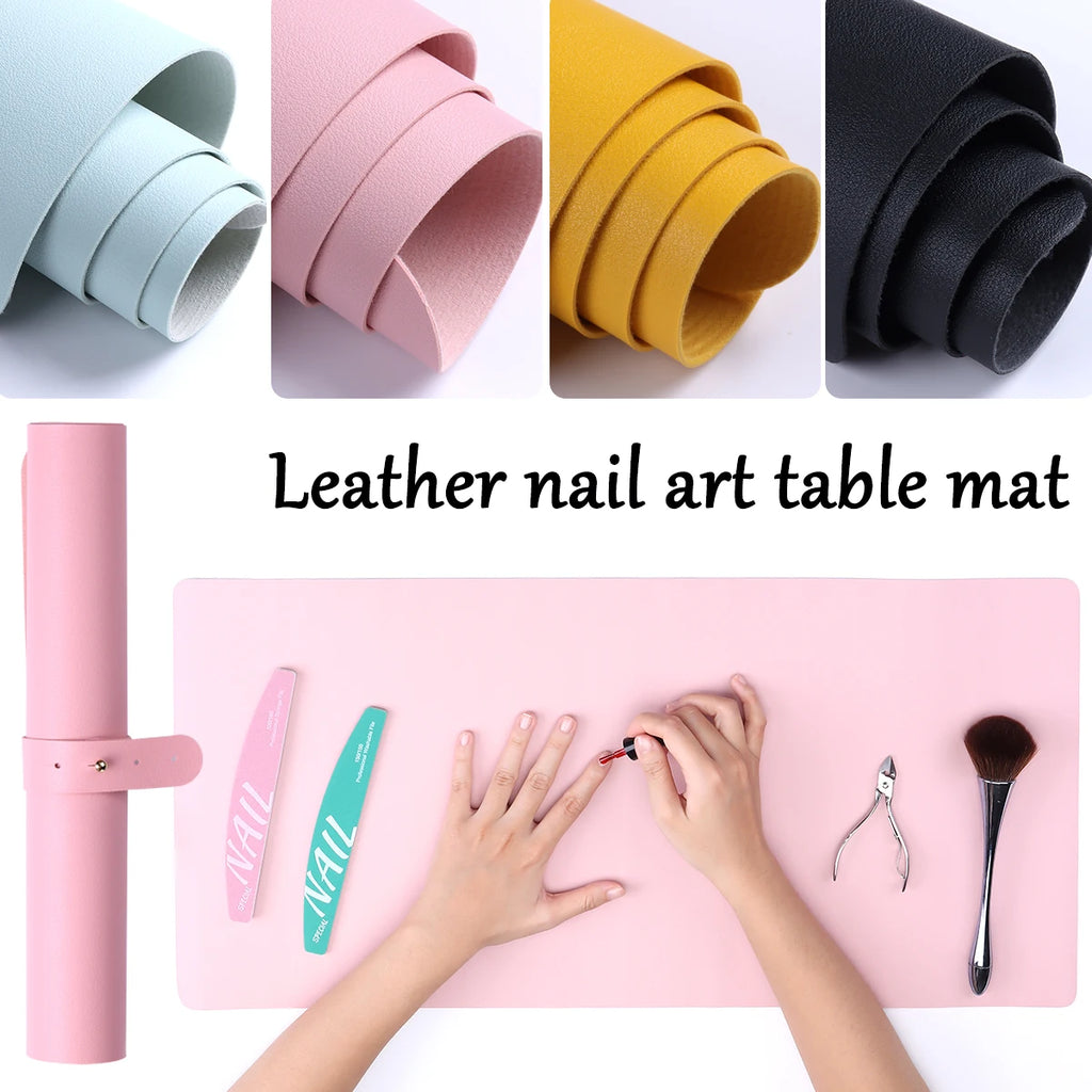 Nail salon table mats, washable and foldable nail care handrail mats, soft microfiber leather nail mats, nail salon tools