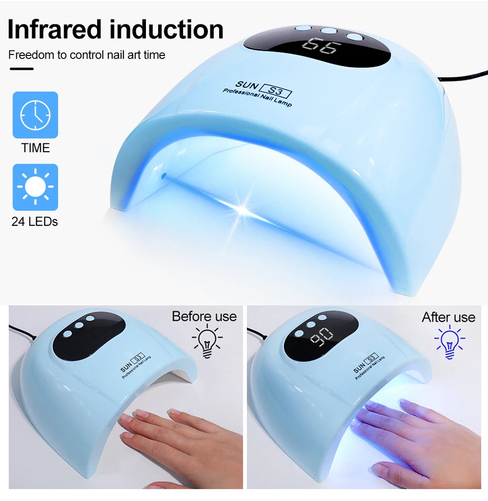 24/6 LED UV Lamp for Nails Gel Polish Drying With LED Display And Motion Sensing Manicure Lamp Dryer Home Use Tool