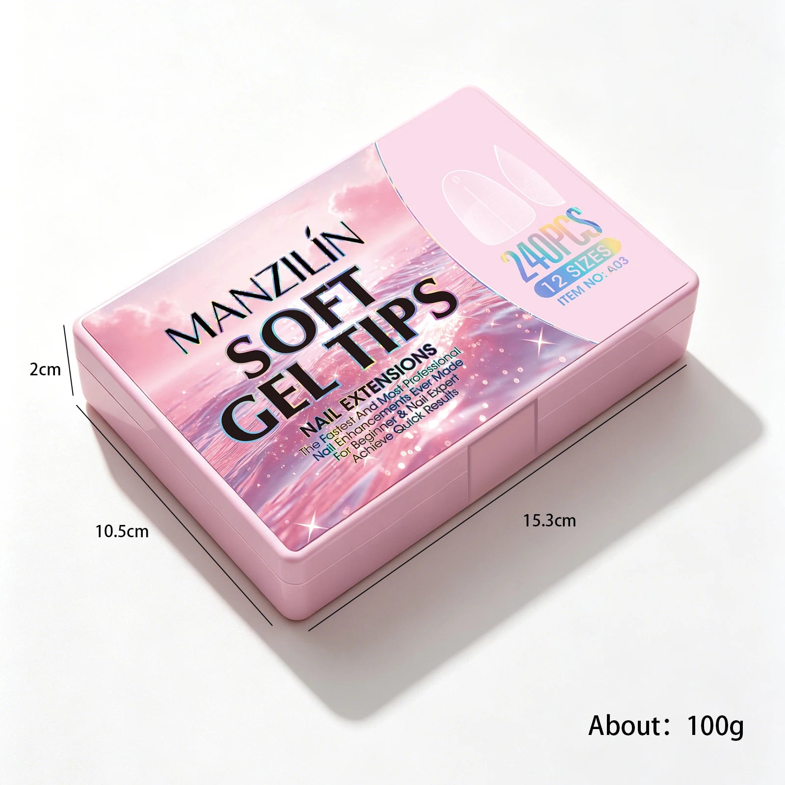 240Pcs Medium Almond Soft Gel Nail Tips Double Sided Matte Pre Etched No File Clear Full Cover Fake Nail Extensions DIY Salon