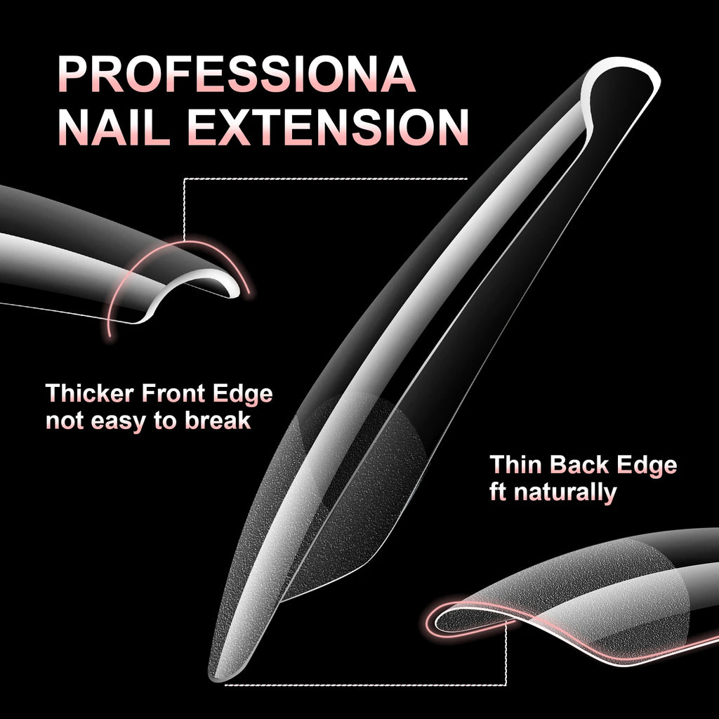 120Pcs Short Almond Soft Gel Nail Tips Pre Etched Half Matte Clear Full Cover False Acrylic Nail Extensions DIY Salon Manicure