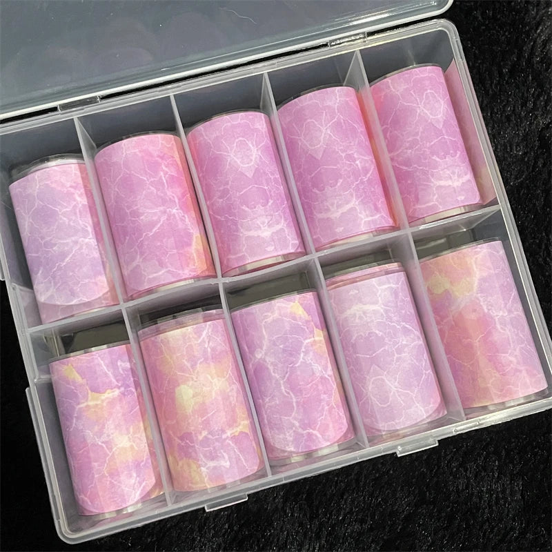 1 Box Multiflora Rose Nail Foils for Transfer Paper Flowers Stickers Sliders Nails Wraps DIY Floral Rosa Nail Art Decorations