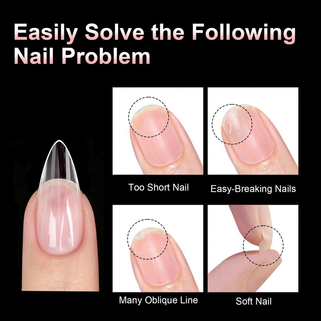 120Pcs Short Almond Soft Gel Nail Tips Pre Etched Half Matte Clear Full Cover False Acrylic Nail Extensions DIY Salon Manicure