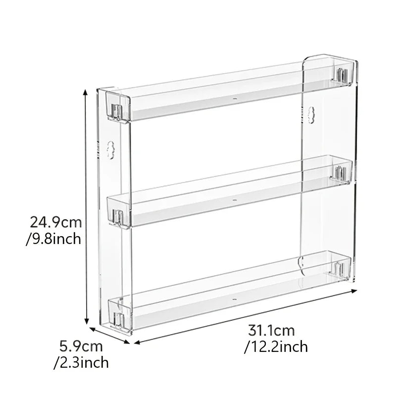 1 acrylic wall-mounted display shelf, 3-tier multi-functional storage rack - suitable for nail art, figurines, glasses storage