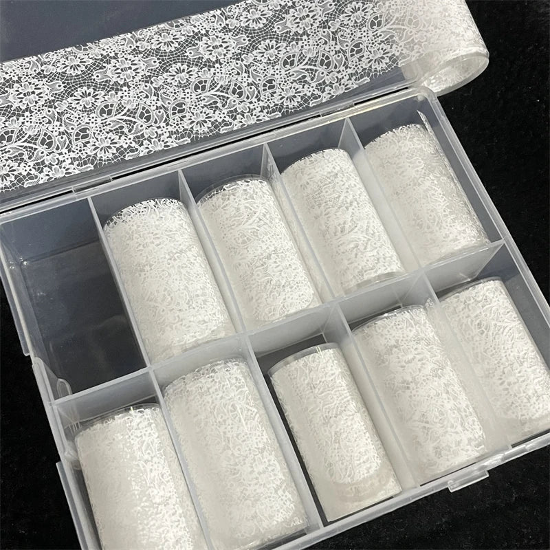 1 Box Multiflora Rose Nail Foils for Transfer Paper Flowers Stickers Sliders Nails Wraps DIY Floral Rosa Nail Art Decorations