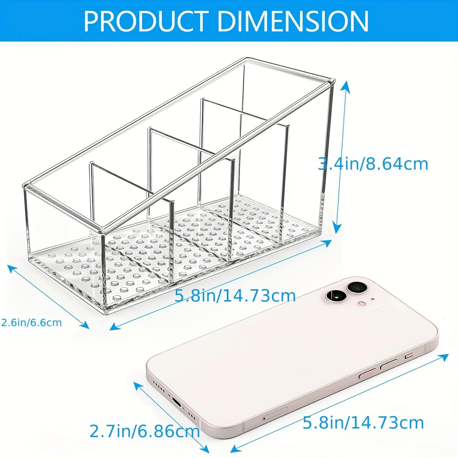 Clear Plastic  Holder and Desk Organizer with 4 Compartments for Home and Office Use