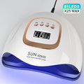 High-power UV-LED lamp with 81 LEDs for rapid nail drying and curing of all types of gel products; a high-performance professional dryer for nail extensions and salon manicures.