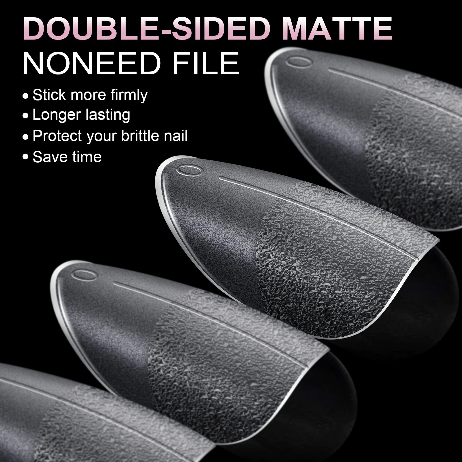 240Pcs Medium Almond Soft Gel Nail Tips Double Sided Matte Pre Etched No File Clear Full Cover Fake Nail Extensions DIY Salon
