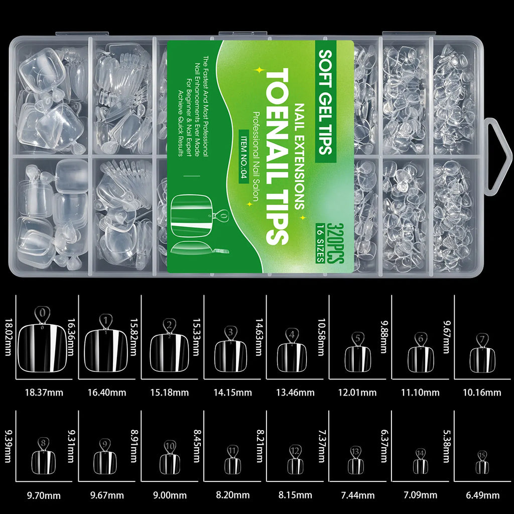 240pcs Clear Soft Gel Full Cover Fake Toenails