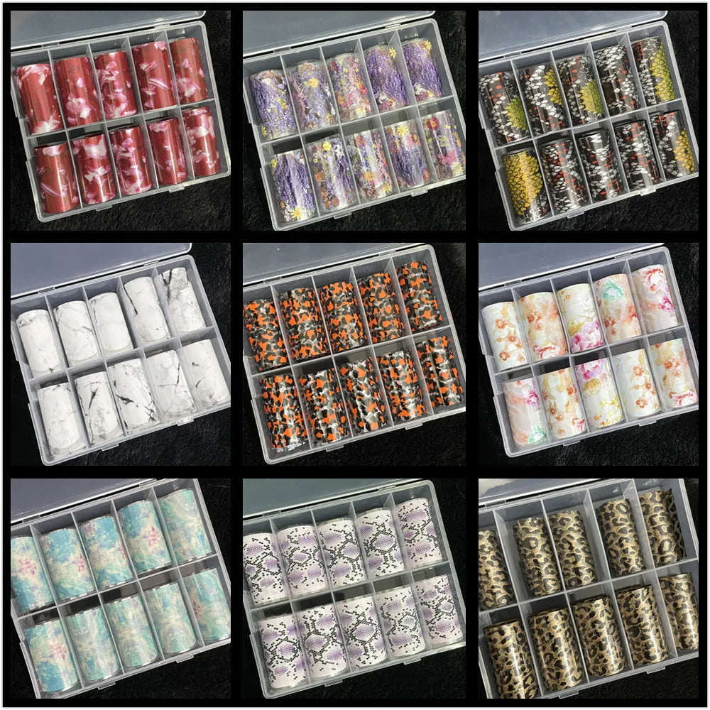 1 Box Multiflora Rose Nail Foils for Transfer Paper Flowers Stickers Sliders Nails Wraps DIY Floral Rosa Nail Art Decorations