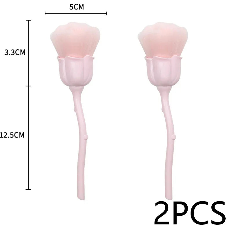 Flower Nail Brush for Manicure  Rose Shape Nail Art Brushes Round Small UV Gel Polish Powder Cleaning Tools Nail Accesories
