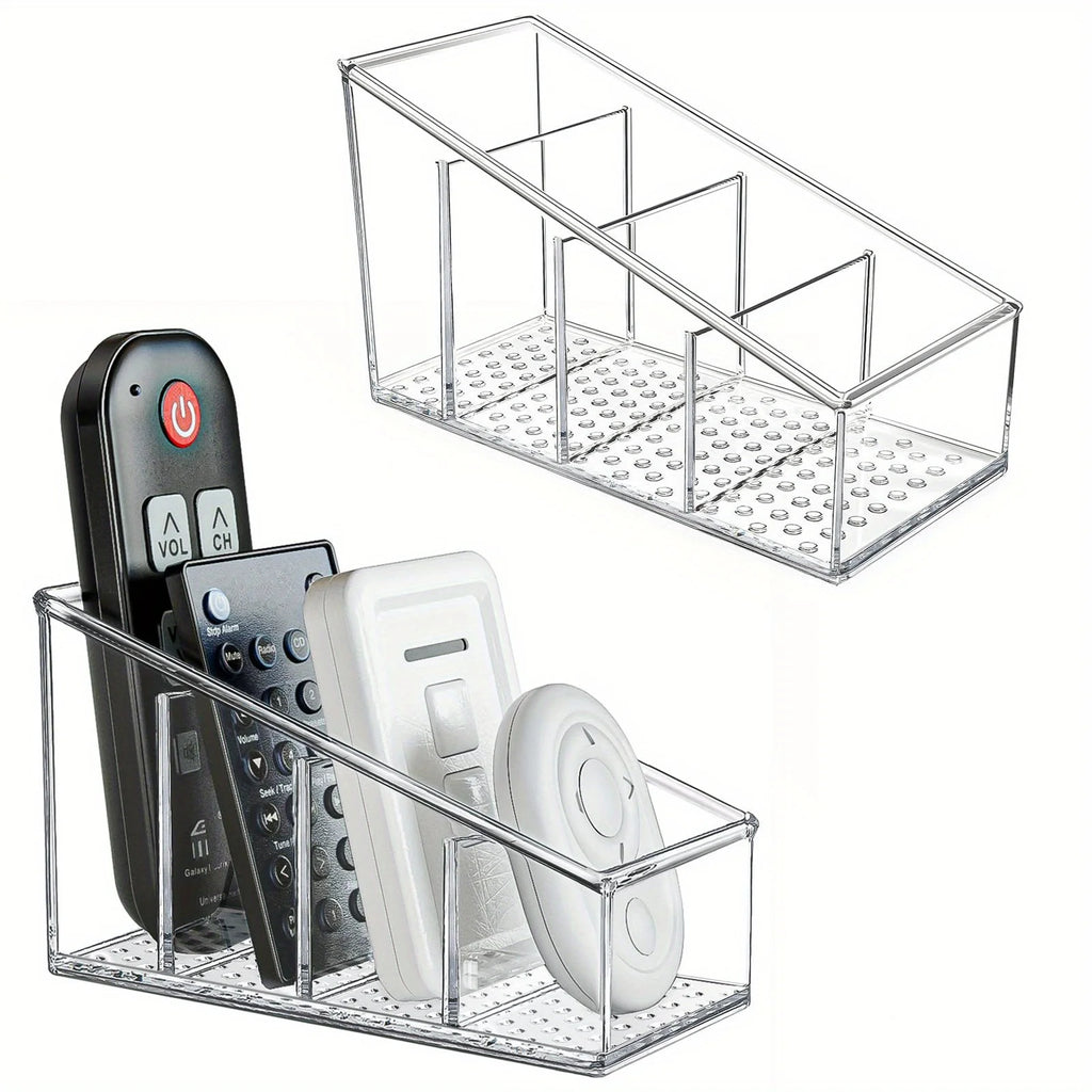 Clear Plastic  Holder and Desk Organizer with 4 Compartments for Home and Office Use